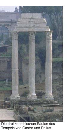 Drei Sulen des Temples von Castor und Pollux